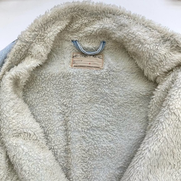 Free People Twisted Heart Cozy Denim Jacket Sherpa Lined | Size: Large - Picture 8 of 11